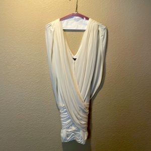 BCBG MAX AZRIA Cream Drape Mini Bodycon Dress SZ 6
